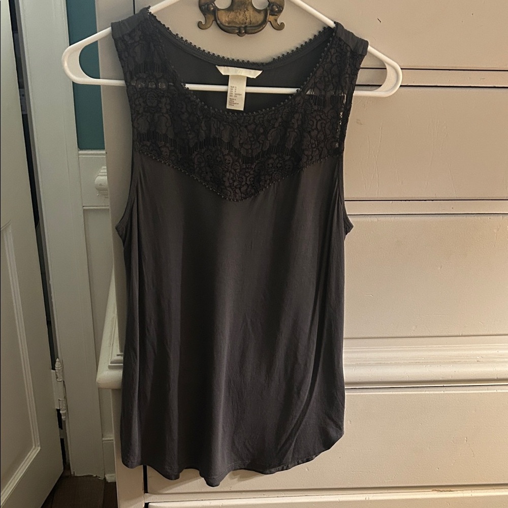 Elegant Gray Lace Women's Top, H&M Women’s Small